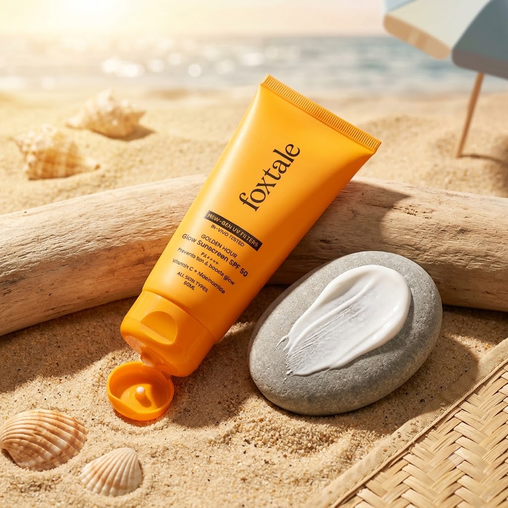 Foxtale Glow Sunscreen SPF 50 PA++++ with Vitamin C & Niacinamide
